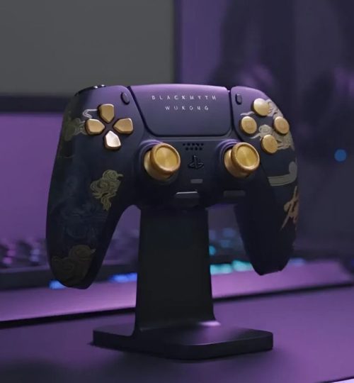 Projects custom ps5 controller black myth wukong gold, chinese motifs